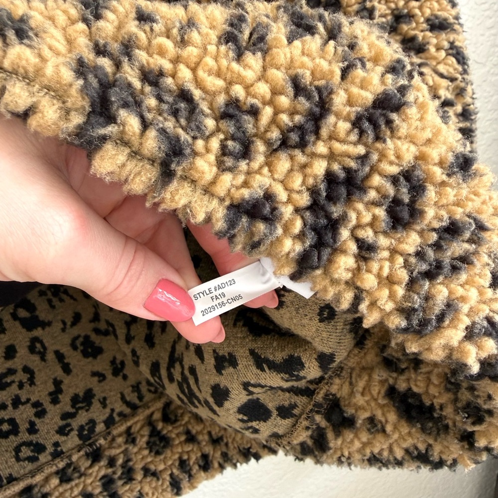 Madewell Sherpa Bomber Jacket in Leopard Animal Brown Black Small S - Picture 8 of 8